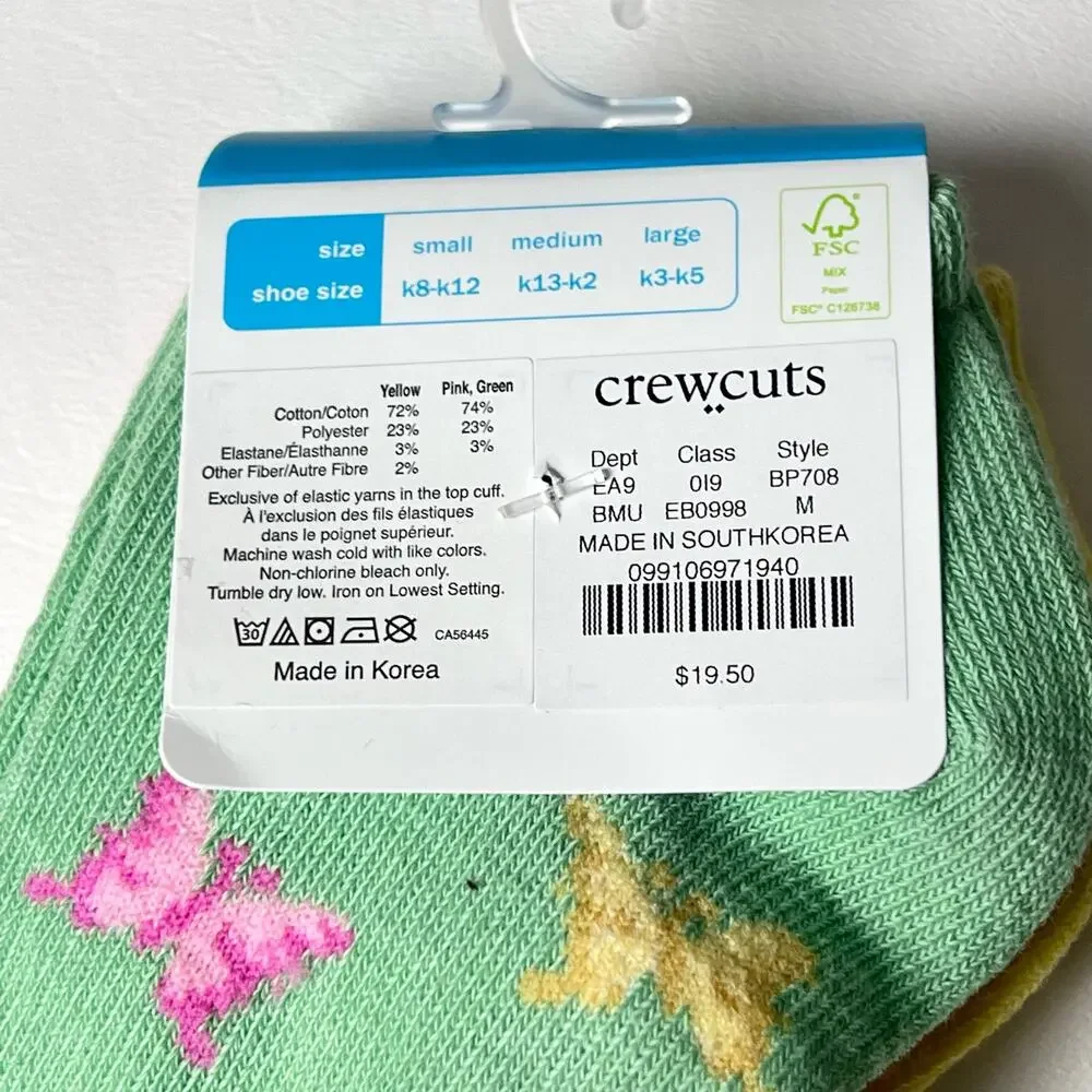 Crewcuts Multi-pack  Summer Style Socks  Sz M  NWT